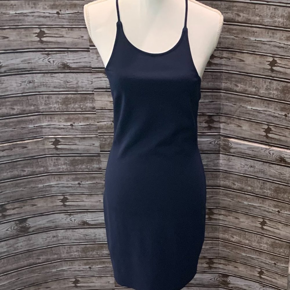 MONTEAU Navy Blue Sleeveless Halter Dress NWT - Picture 1 of 9